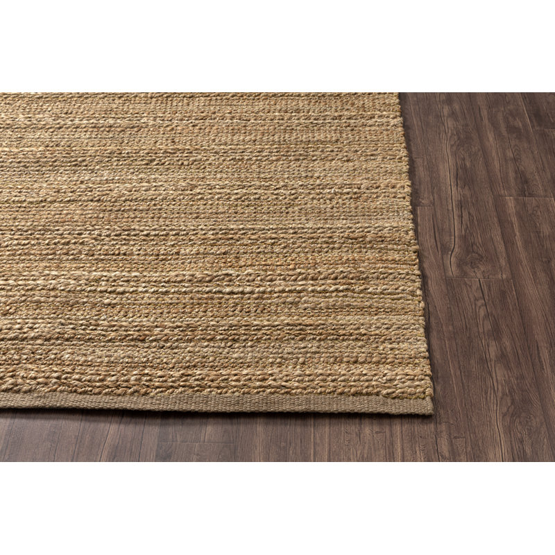 Modern Farmhouse Handmade Natural Fiber Jute Indoor Area Rug with Cotton Backing, Rectangle 9' x 12', Brown/Tan