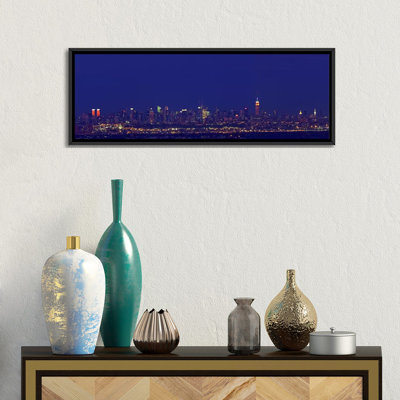 Buildings In A City Lit Up At Night, New York City, New York State, USA by Panoramic Images - Unframed Panoramic Print