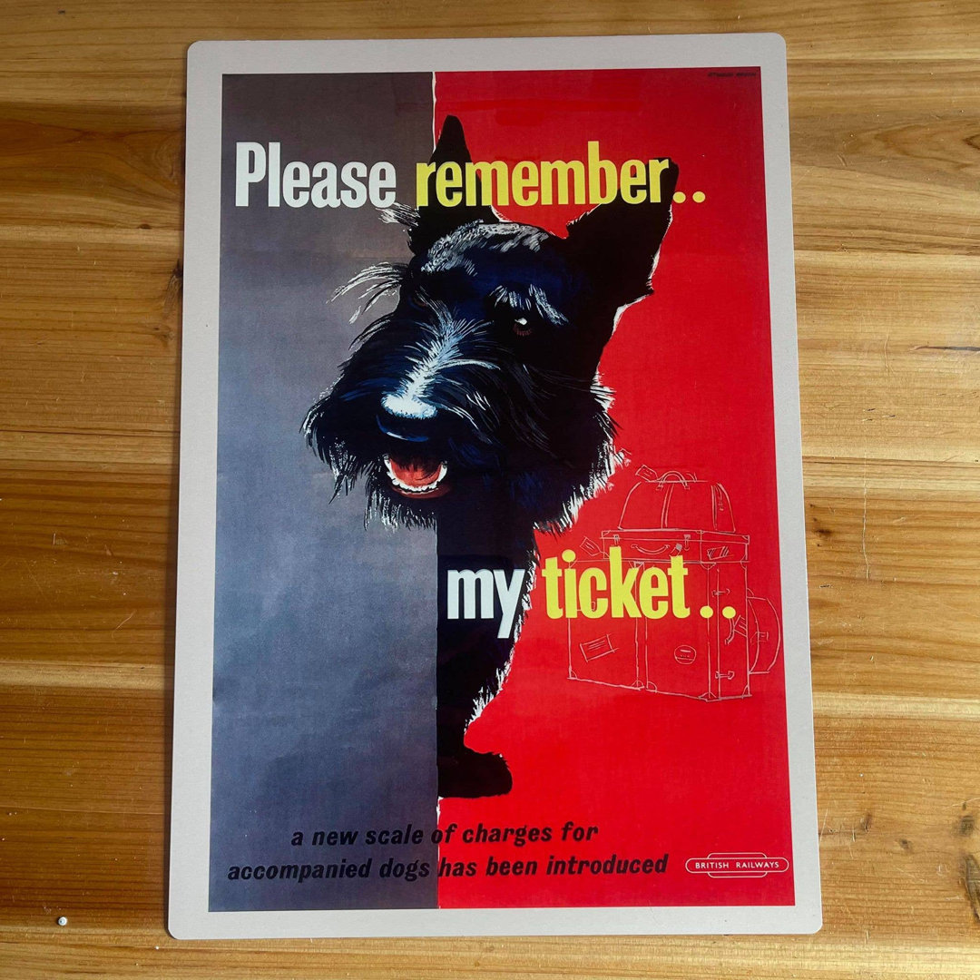 Wanddekoration Please Remember My Ticket Rail Dog Scottie