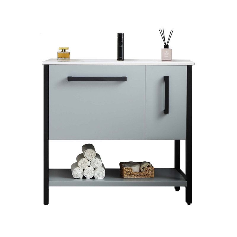 36'' Single Bathroom Vanity with Sink, Matte Grey