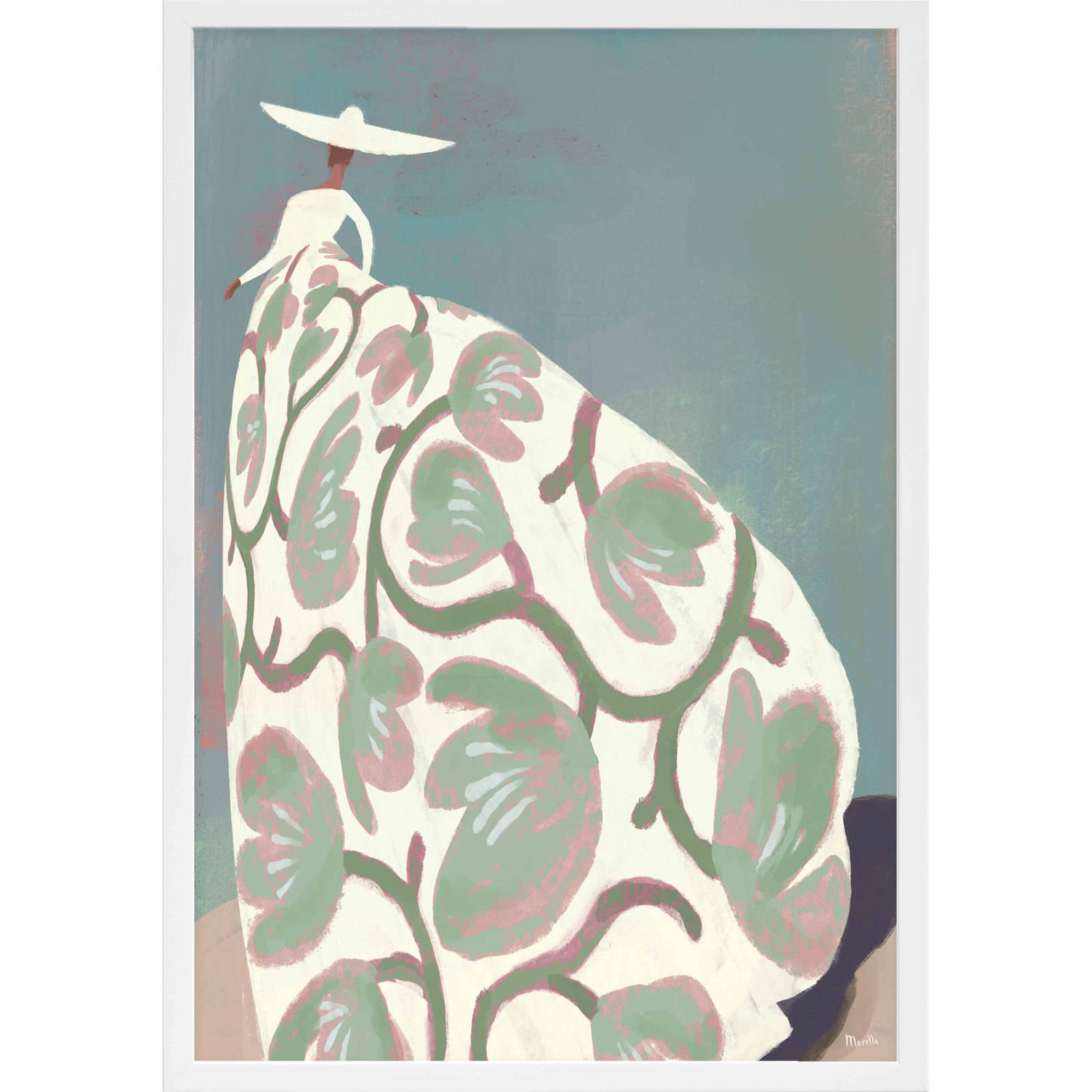 Beach Day by Marco Marella For Studio M, 25" H x 17.5" W, White Paper Framed