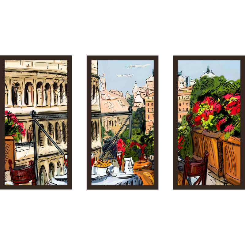 « rome, italie », ensemble de 3 reproductions d’art encadrées, H 25,5 po x l 40,5 po x P 1 po