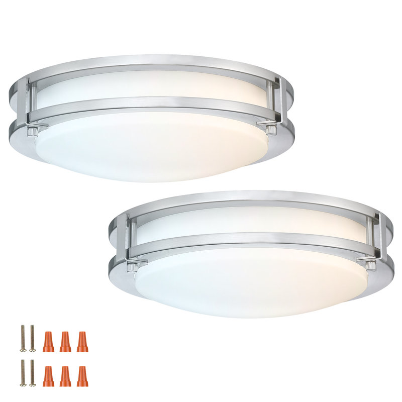 Plafonnier intégré DEL 11 pouces, paquet de 2, température de couleur 5, intensité variable, nickel satiné