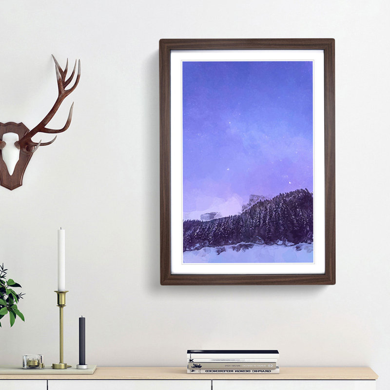 Forest Beneath the Stars in Abstract - Picture Frame Graphic Art Print, 87cm H x 62cm W x 2cm D, Walnut Framed