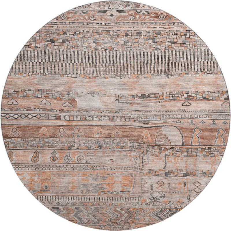 Premium Machine Washable Bitteridge AMF1835 Stripes Rug, Round 8'