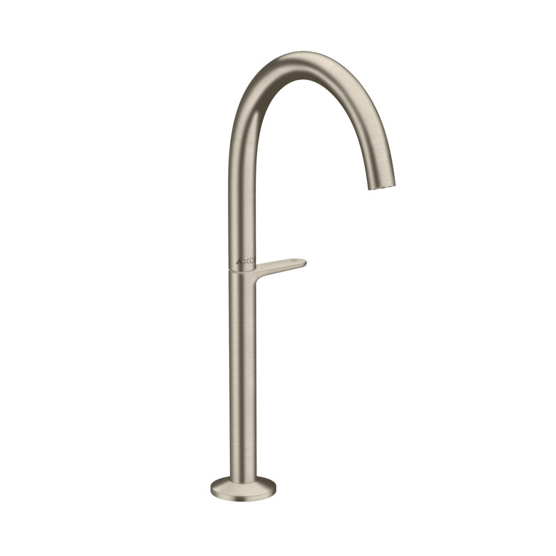 One 13.875" Height Single Hole Bathroom Sink Faucet, Brushed Nickel