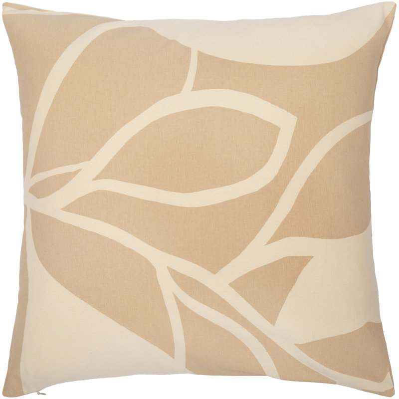 Abstract Cotton Throw Pillow, Tan/Beige