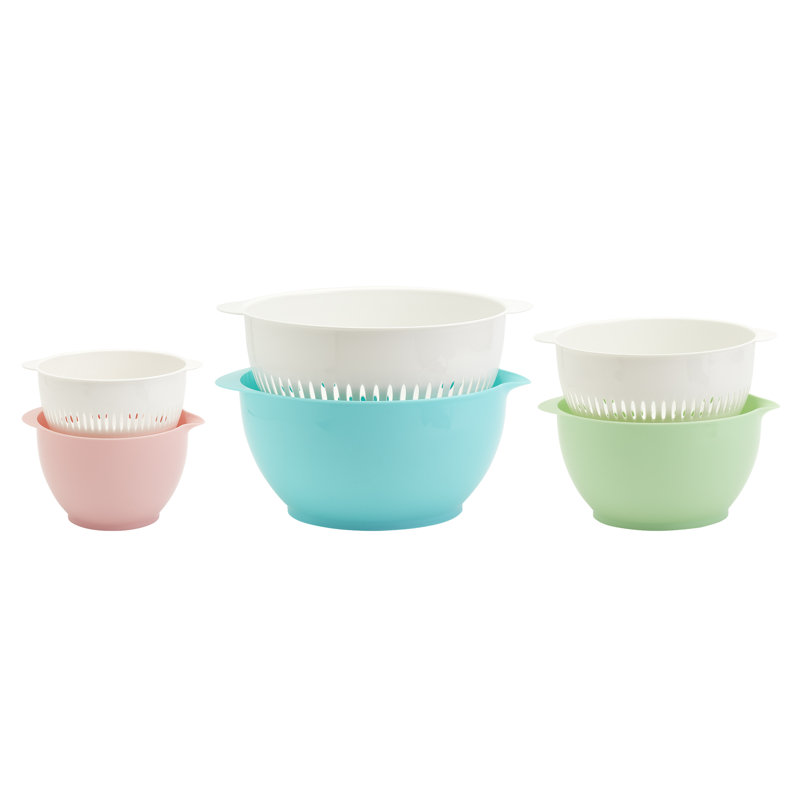 Basic Essentials Mixing Bowls with Colanders Set, Multicolor