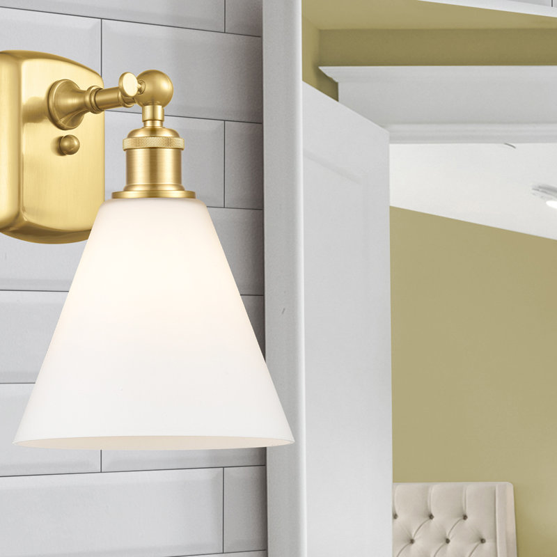 Shauna Armed Sconce, Matte White, LED, Satin Gold
