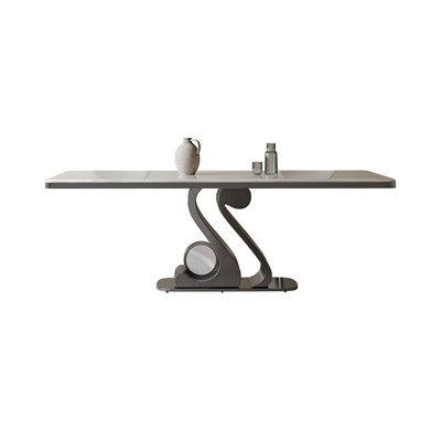 Microcrystalline Stone Stainless Steel White Dining Table