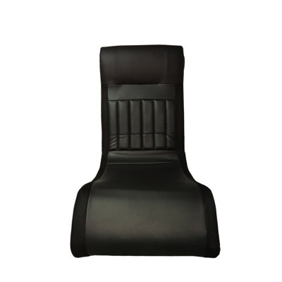 Foldable Gaming Chair with LED Strip Lights and Onboard Speakers - Black Polyester High-Back Seat