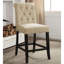 Ensemble de 2 chaises de salle à manger rembourrées en chenille beige et noir antique