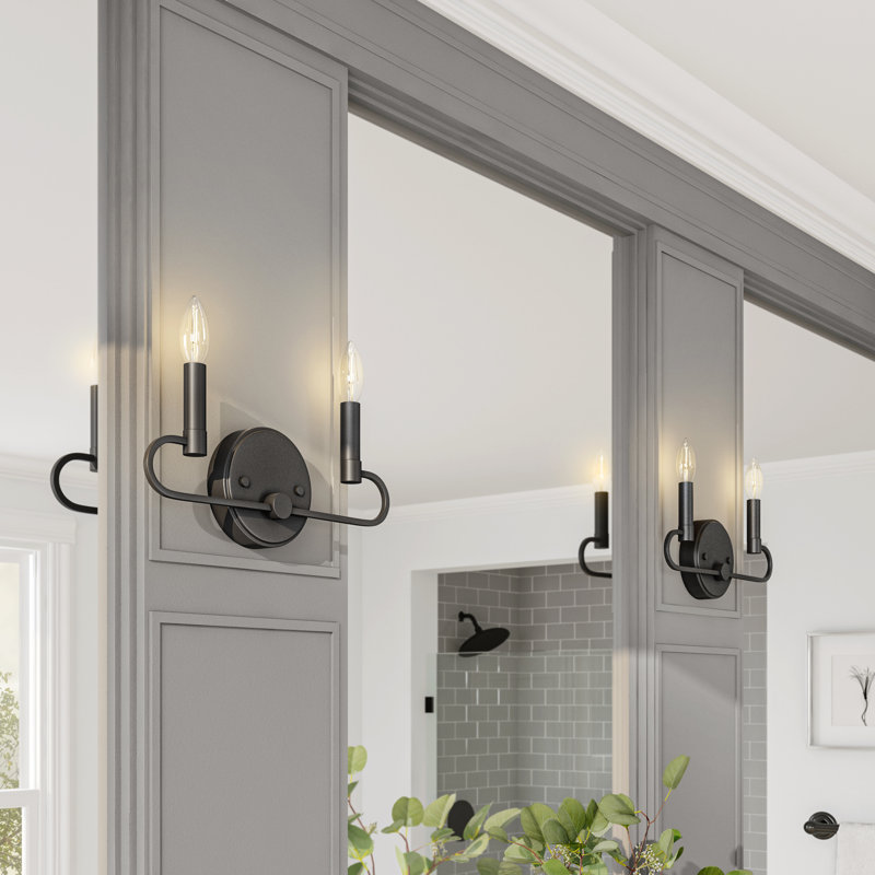 Éclairage de salle de bain à intensité variable 2 lumières Madel, Noir mat