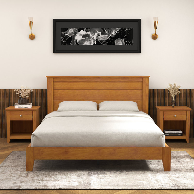 Tevrat 3 Pieces Bedroom Sets, Knotty Oak, Queen
