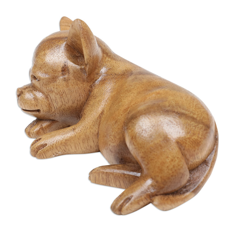 Sculpture en bois de chihuahua Creasey Sleeping