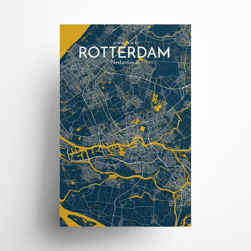 Rotterdam City Map In Amuse - No Frame Print, 17cm H x 11cm W x 0.05cm D
