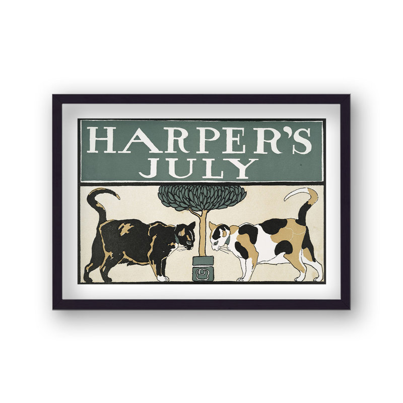 Vintage Harpers Publication Cover Cat by Vouvart - Single Picture Frame Print
