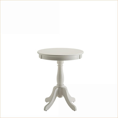Table basse transitionnelle blanche avec base ronde piédestal d'Alger - parfaite pour les lampes de salon Lit