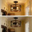 Plafonnier semi-encastré 3 lumières, style industriel rétro de style maison de campagne avec finition grain de bois, conception de cage pour la cuisine, le couloir, le vestibule, la salle de bain