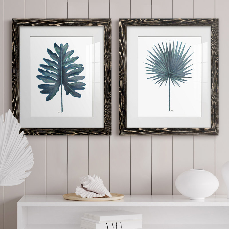 «Blue Oasis I», ensemble de 2 reproductions d'art, H 20 po x l 17 po x P 1 po, H 31,5 po x l 47 po x P 1,5 po, Blanc