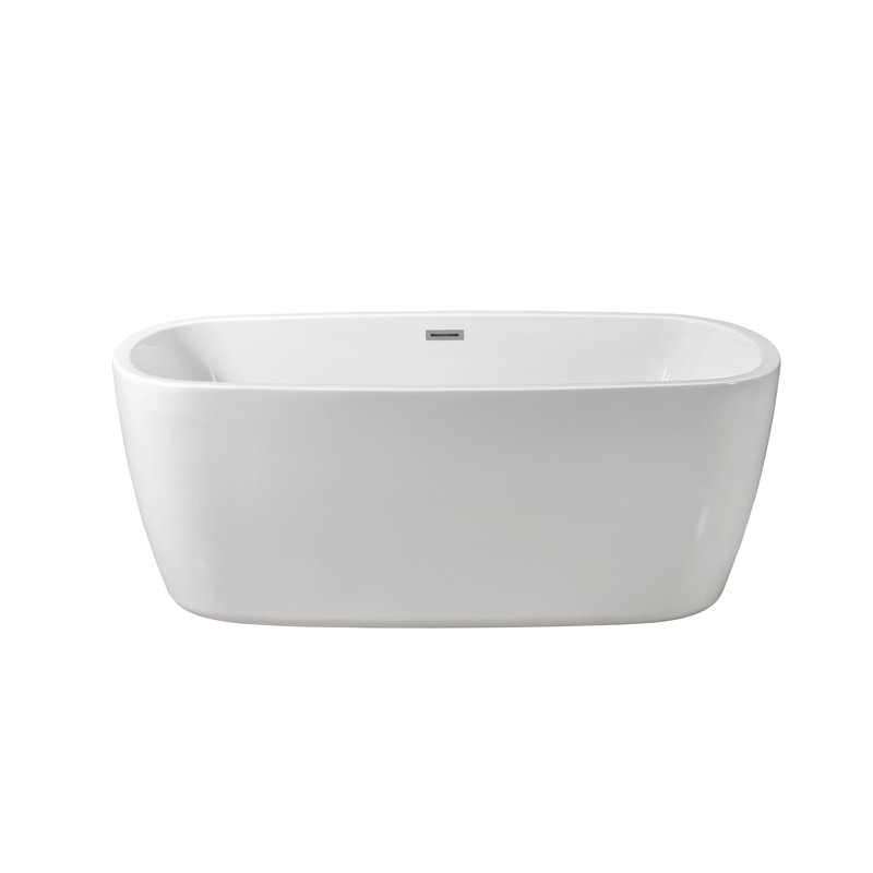 1501.1mm x 718.8mm Soaking Acrylic Bathtub, Polished Chrome