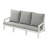 3 Seater Sofa With Cushion, Wood Grain Outdoor Garden Sofa,White/Grey-1456184118