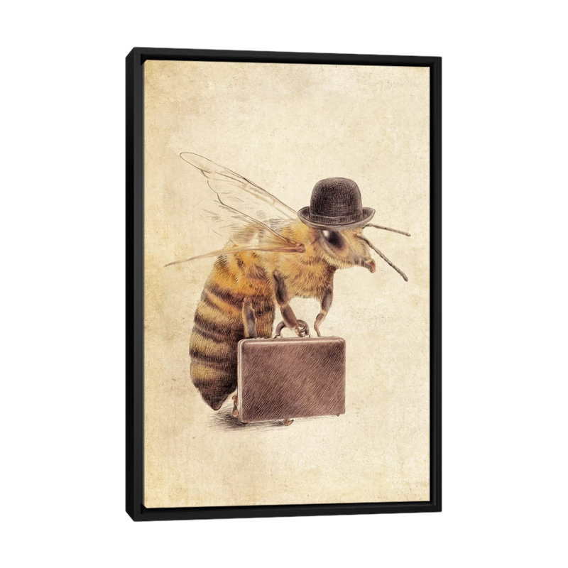 «Worker Bee», impression sur toile tendue, Toile avec cadre noir, Pas de tapis, H 48 po x l 32 po x P 1,5 po