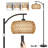 Boho Floor Lamp With Dimmable Bulb, Rattan &linen Double Shades, Boho Standing Tall Lamps With Foot Switch