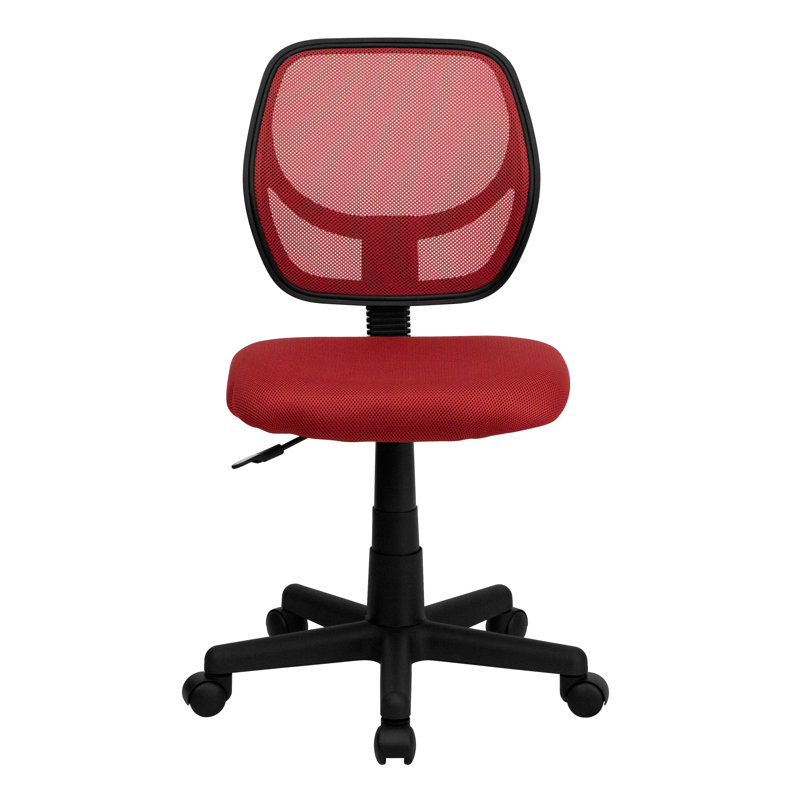 Low Back Mesh Swivel Task Office Chair with Curved Square Back, Red, Not Included