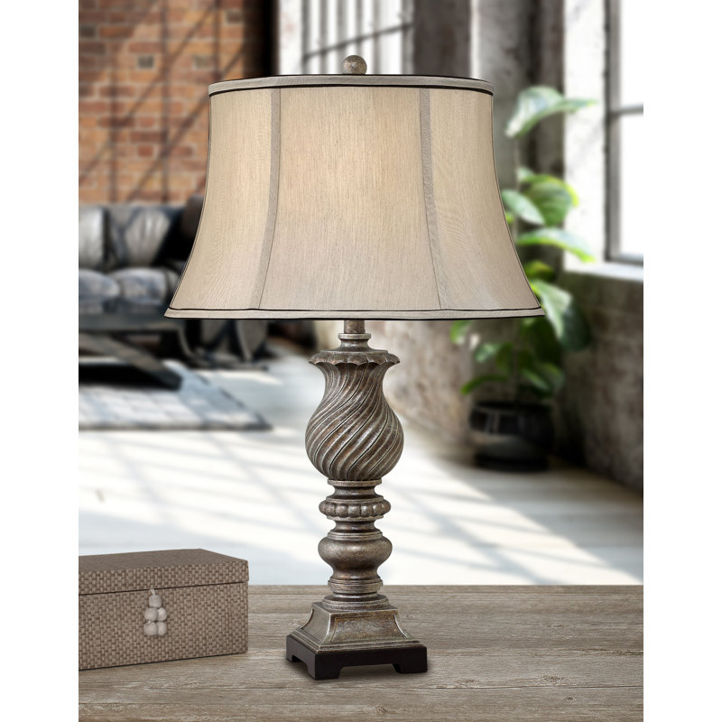 Mulinello 30 in. Aged Silver with Black Table Lamp