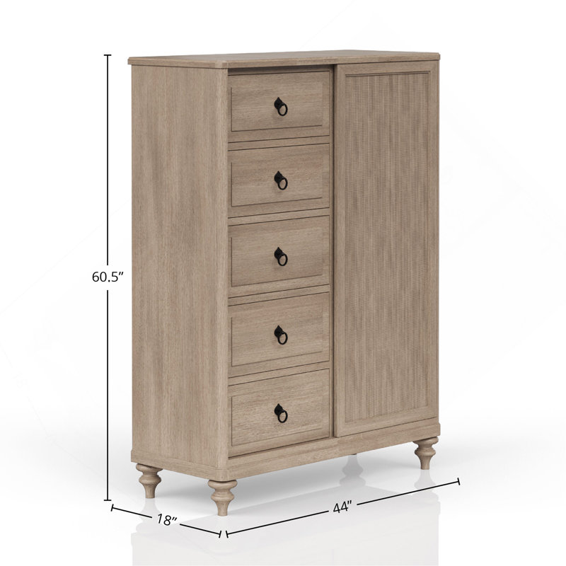 Commode 5 tiroirs finition sable