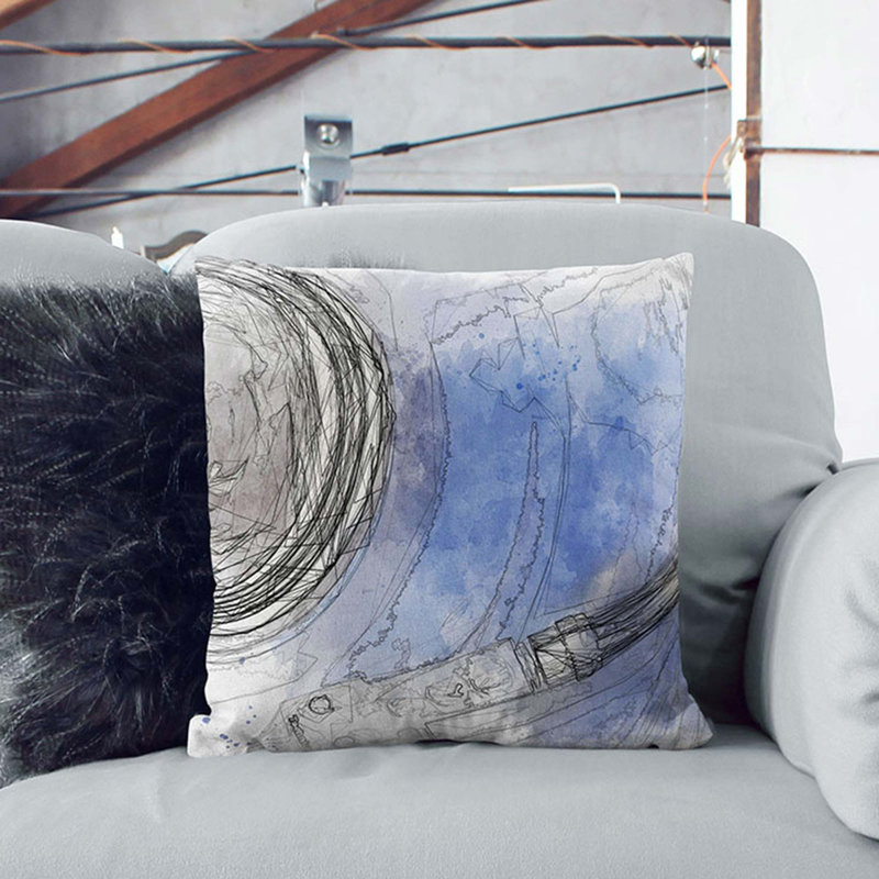 Abstract Square Throw Cushion, 55cm H x 55cm W x 20cm D, Black