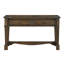 Console rectangulaire marron de style traditionnel avec 2 tiroirs à glissières à roulement et finition antique, 127 cm de longueur, style classique à placer derrière un meuble d'appoint.