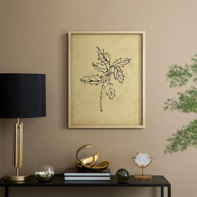 Holly Branch I Framed Print - Solid Wood