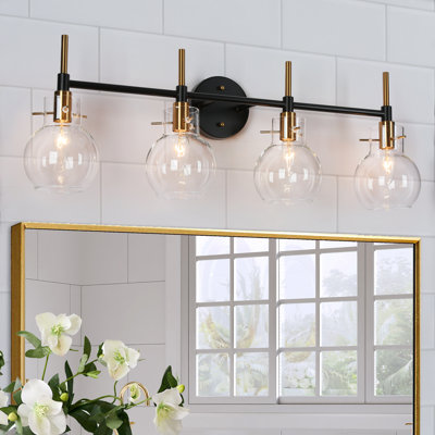Satilla 4-Light Dimmable Modern Black/Brass Vanity Light