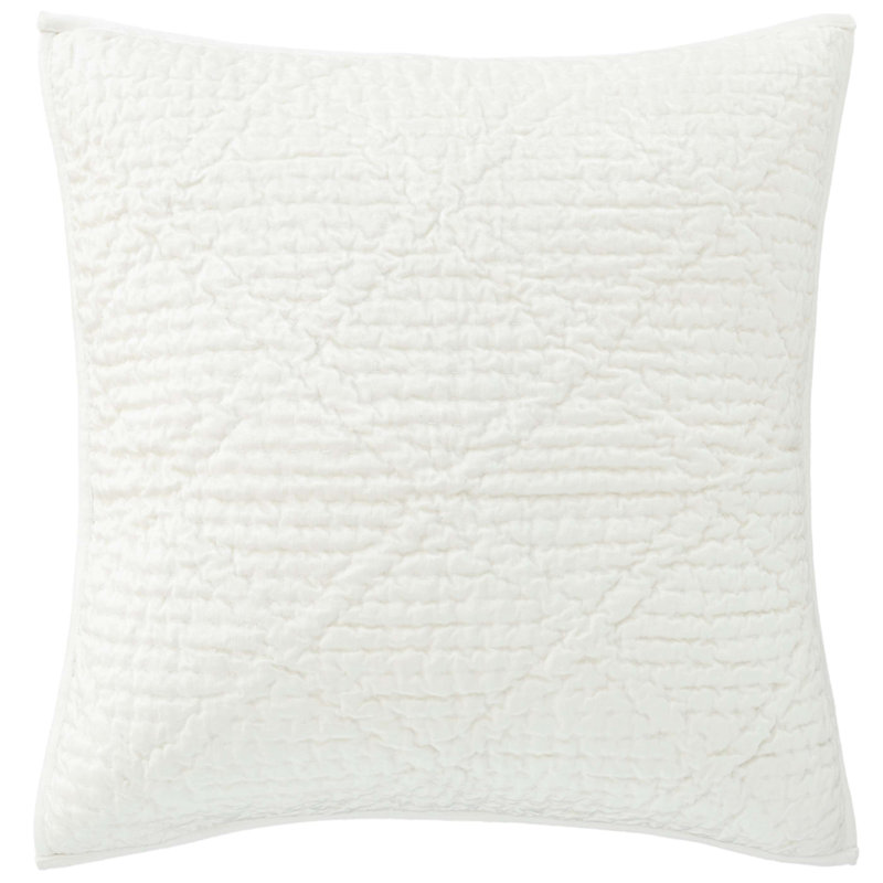 Parisienne Velvet Quilted Sham, Dove White, Euro