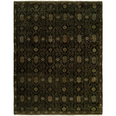 Dontate Wool Southwestern Area Rug in Black
