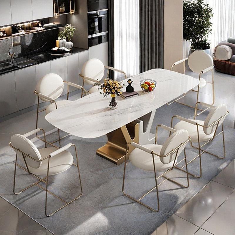 Modern luxury rectangular dining table set, 29.9"H x 78.7"L x 39.4"W