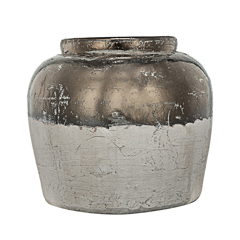 Round Ceramic Accent Vase, 11" H x 13" W x 13" D