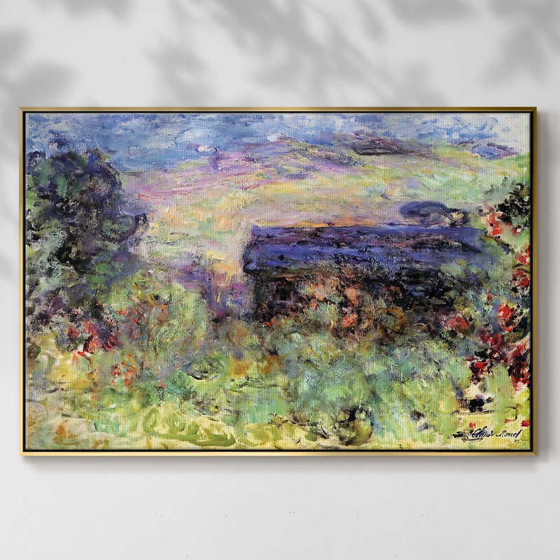 La maison vue à travers les roses, 1825, reproduction d'art sur toile, H 25 po x l 37 po x P 2 po, Or