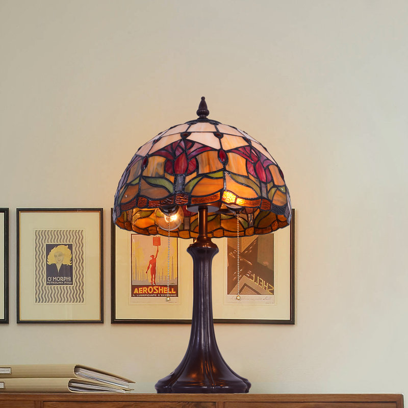 Lampe de table tiffany 11,8 "à 2 lumières Tulip