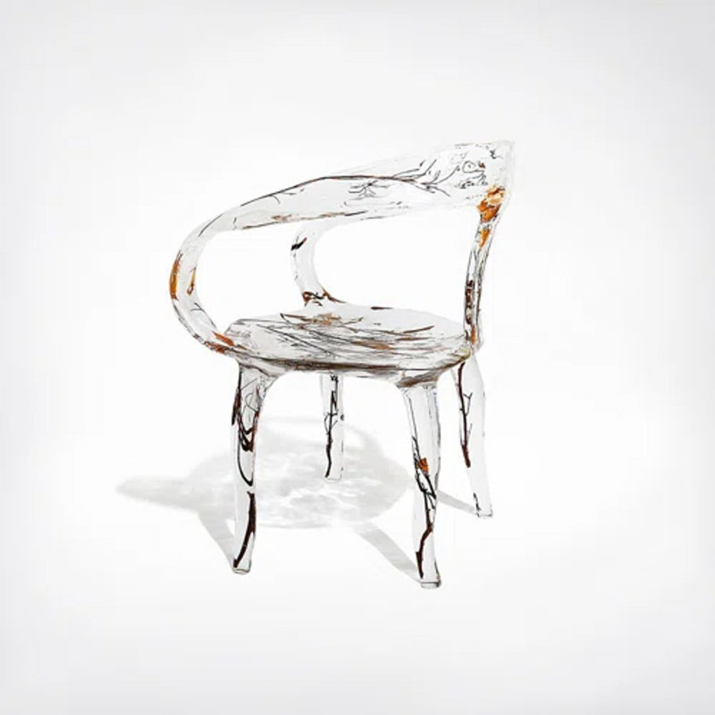 Fauteuil en cristal et branches avec accents en bois