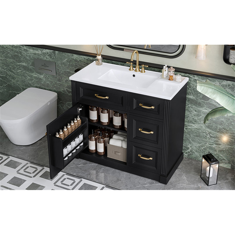 Meuble-lavabo 36 po avec lavabo, Noir