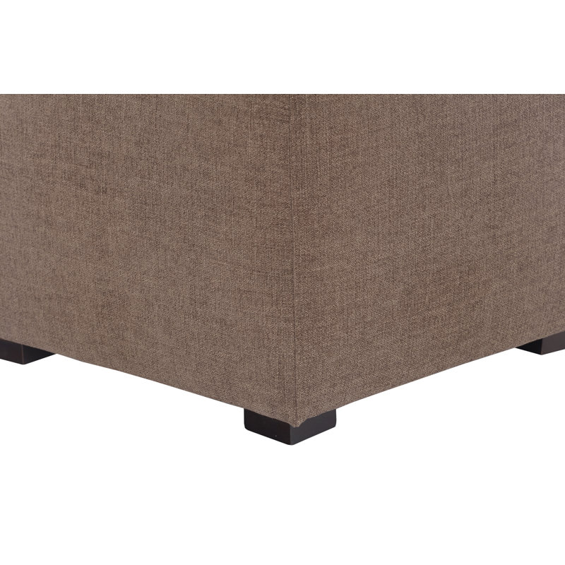 Tami Button Tufted Storage Ottoman, Cafe