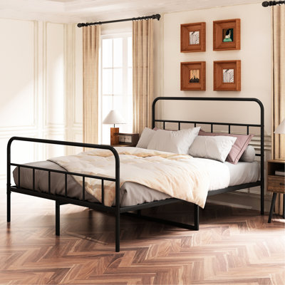 Queen Size Metal Platform Bed Frame With Headboard, Build, No Box Spring Needed, Quiet Nighttime, Black Queen, Iron Construction And Spring, Nighttime Rest Hour,