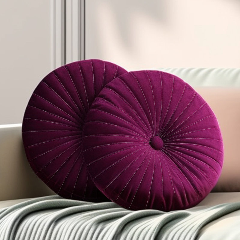 Coussin décoratif en velours 18 po , Bourgogne