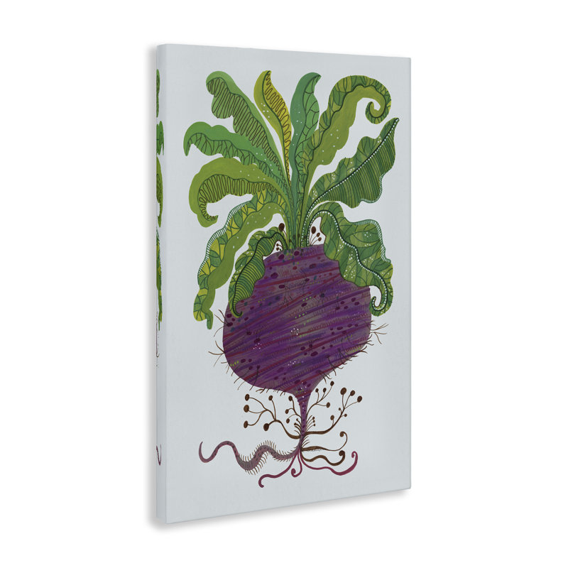 Toile de légumes stylisée Betterave rouge, design par Kay Widdowson, H 24 po x l 16 po