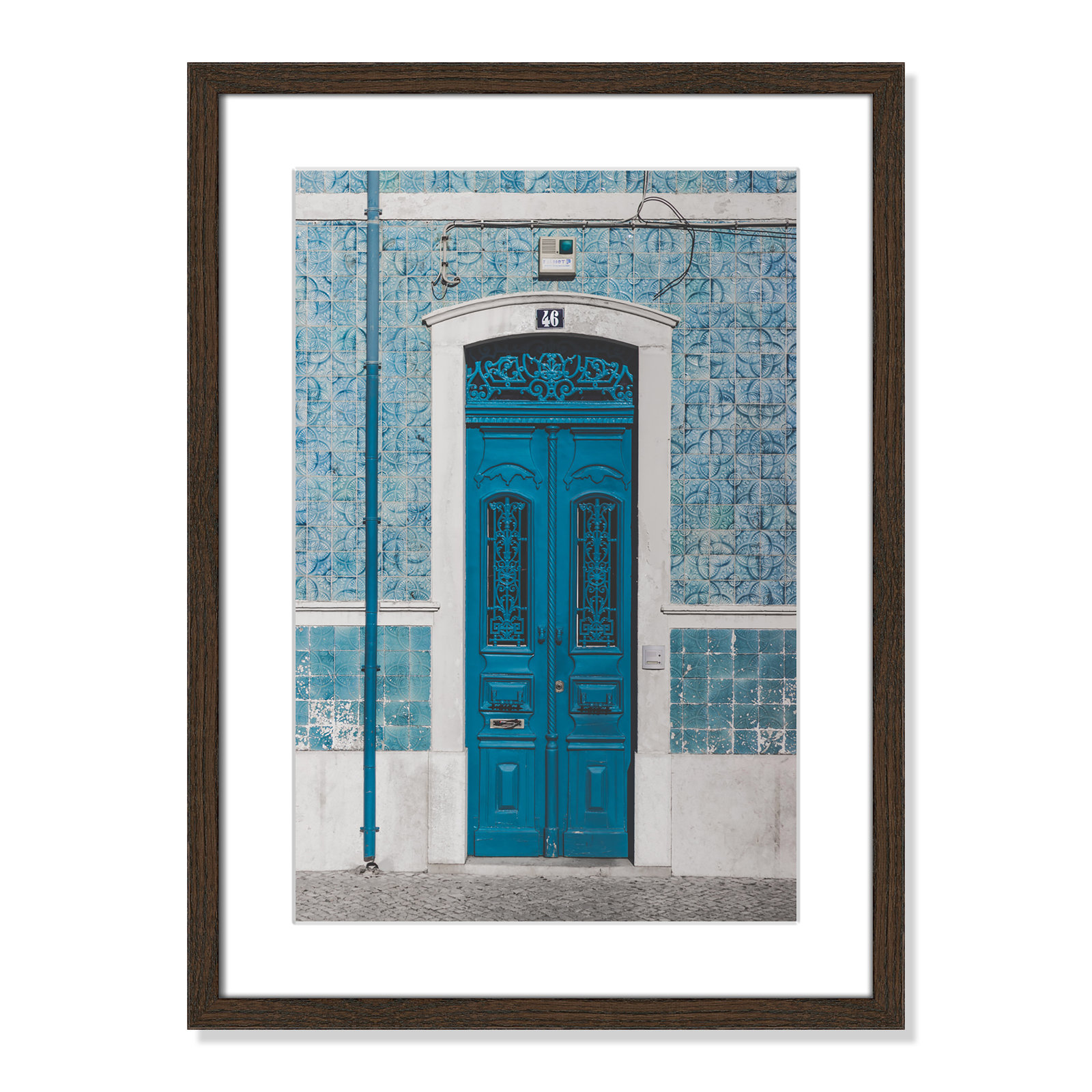 Blue Door Of Caldas De Rainha, Portugual by Catarina Carvalho, Walnut, 23" H x 17" W x 0.75" D