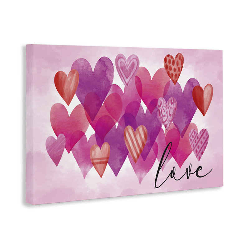 «Love with Layered Hearts», art mural sur toile par Nicole DeCamp, H 16 po x l 24 po