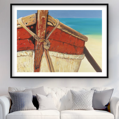 Bateau à rames «Tied Up» - Reproduction matte encadrée marine pour la décoration